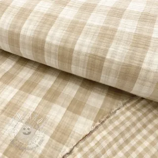 Dvojitá gázovina/mušelín Double sided CHECKS MINI beige