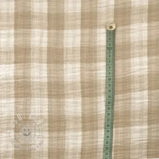 Dvojitá gázovina/mušelín Double sided CHECKS MINI beige