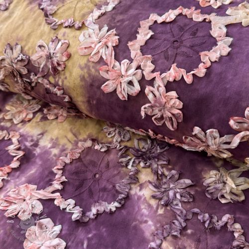 Bavlnená látka TIE DYE EMBROIDERY Eva tape design D