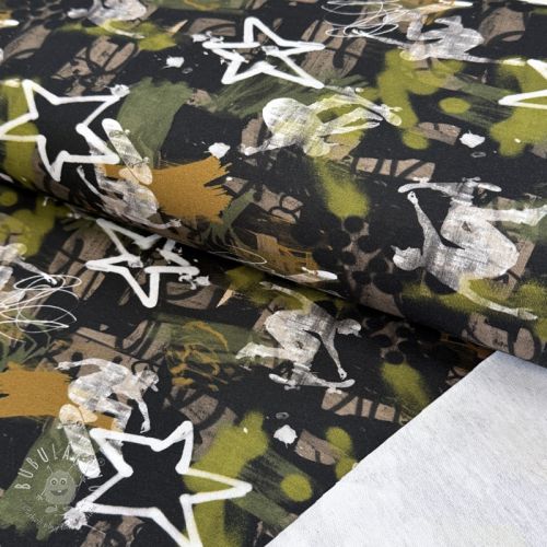 Teplákovina Graffiti army green digital print