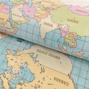 Dekoračná látka premium World map vintage