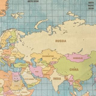 Dekoračná látka premium World map vintage