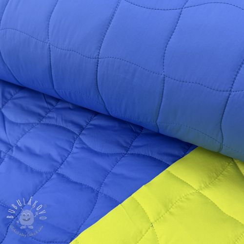 Prešívaná látka Graphic square cobalt lime