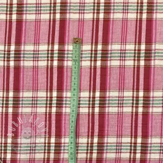 Dvojitá gázovina/mušelín Double sided CHECKS pink