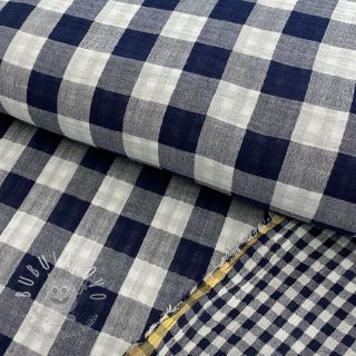 Dvojitá gázovina/mušelín Double sided CHECKS MINI navy