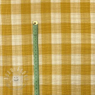 Dvojitá gázovina/mušelín Double sided CHECKS MINI ochre