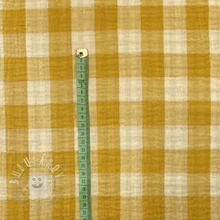 Dvojitá gázovina/mušelín Double sided CHECKS MINI ochre