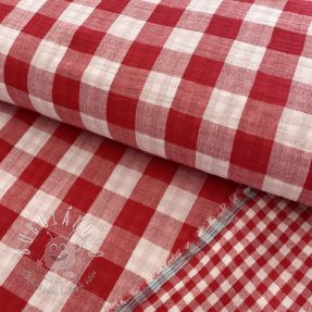 Dvojitá gázovina/mušelín Double sided CHECKS MINI red