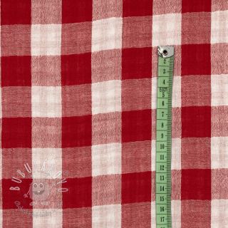 Dvojitá gázovina/mušelín Double sided CHECKS MINI red