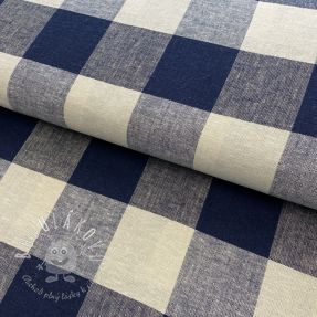 Viskóza s ľanom YARN DYED CHECK navy