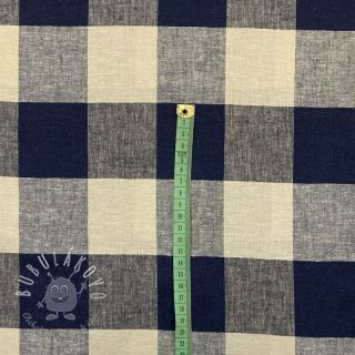 Viskóza s ľanom YARN DYED CHECK navy