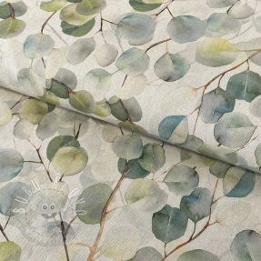 Dekoračná látka Linenlook Eucalyptus boho leaf digital print