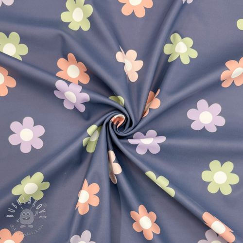 Látka na pršiplášť Flowers jeans