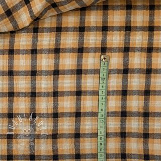 Dvojitá gázovina/mušelín Double sided CHECKS multicolour brown