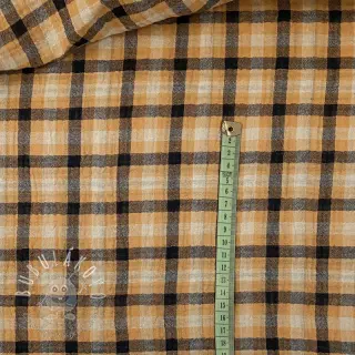 Dvojitá gázovina/mušelín Double sided CHECKS multicolour brown