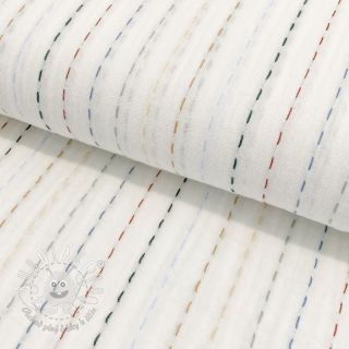 Dvojitá gázovina/mušelín Embroidery stripes white
