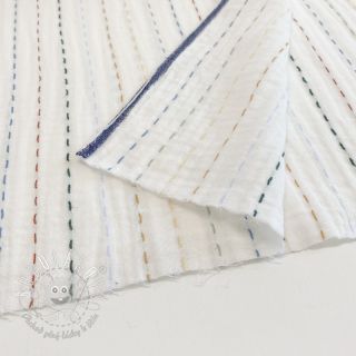 Dvojitá gázovina/mušelín Embroidery stripes white