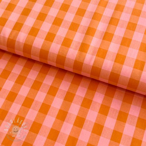 Bavlnená látka YARN DYED CHECKS orange salmon