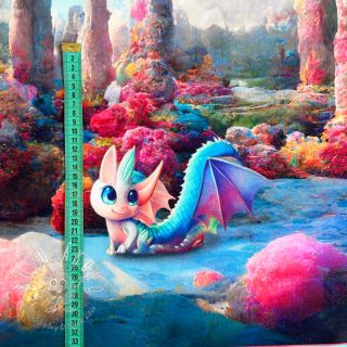 Teplákovina počesaná Baby dragon PANEL digital print
