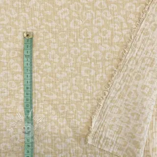 Dvojitá gázovina/mušelín jacquard Animal yellow ecru