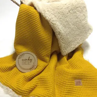 Bavlna s vaflovou väzbou ochre