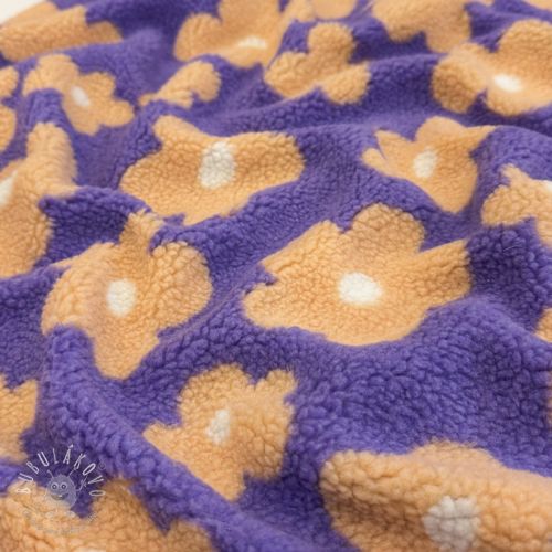 Kabátovina TEDDY JACQUARD Flowers lilac/apricot