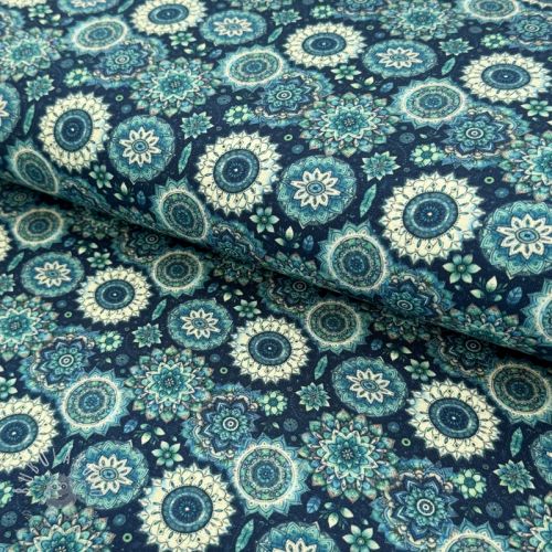 Úplet VISCOSE LYCRA HEAVY Fleur design A digital print