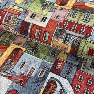 Dekoračná látka GOBELIN PREMIUM Happy colourful village