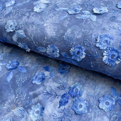 Bavlnená látka TIE DYE EMBROIDERY Poppy design L