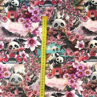 Úplet Sakura Panda Trip digital print