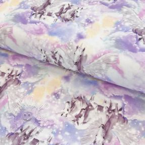Úplet Unicorn clouds lavender digital print