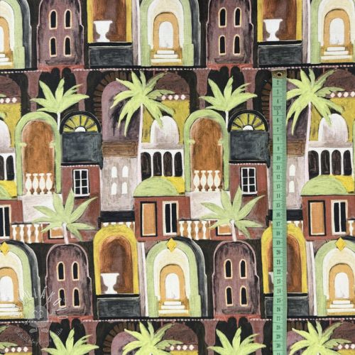 Dekoračná látka Tropical cottages brique digital print