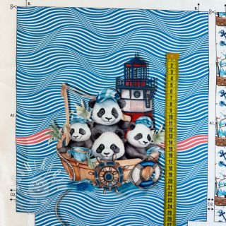 Dekoračná látka KIDS BACKPACK Sailor Panda PANEL