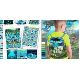 Dekoračná látka KIDS BACKPACK Alien my friend PANEL