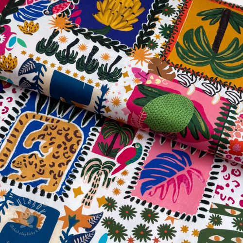 Bavlnená látka SATIN Summer patchwork digital print