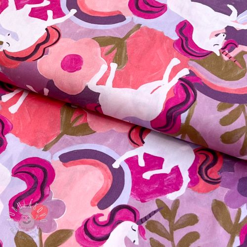Bavlnená látka Unicorns mauve digital print