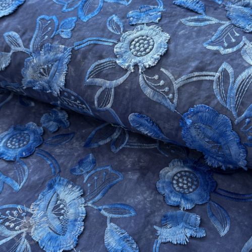 Bavlnená látka TIE DYE EMBROIDERY Flora design B