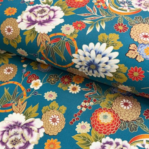 Bavlnená látka JAPAN Chihiro turquoise