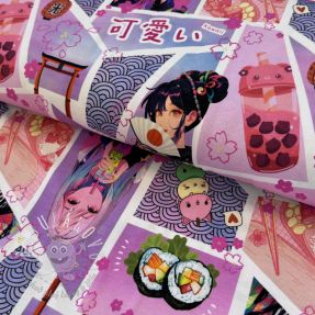 Úplet Manga STICKER purple digital print
