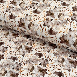 Úplet VISCOSE LYCRA HEAVY Small fowers taupe digital print