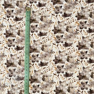 Úplet VISCOSE LYCRA HEAVY Small fowers taupe digital print