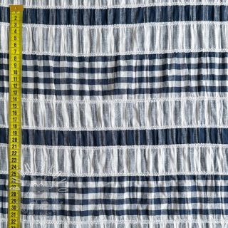 Bavlnená látka YARN DYED Stripe navy