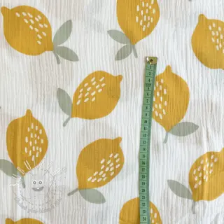 Dvojitá gázovina/mušelín Lemons white