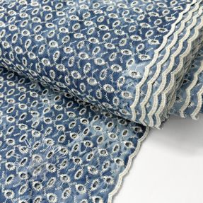 Bavlnená látka EMBROIDERY TIE DYE DENIM Design B