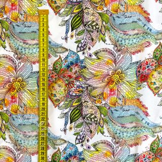 Viskóza RAYON POPLIN Fantasy floral design A digital print