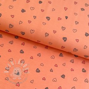 Úplet Cute hearts peach digital print