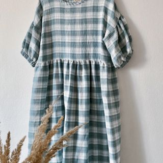 Dvojitá gázovina/mušelín Double sided CHECKS MINI green