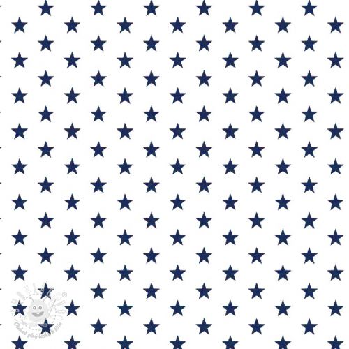 Bavlnená látka Petit stars white/navy