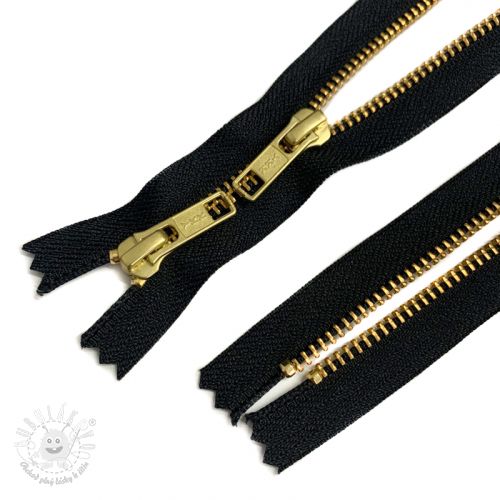 Zips kovový nedeliteľný 2 bežce 72 cm black/gold