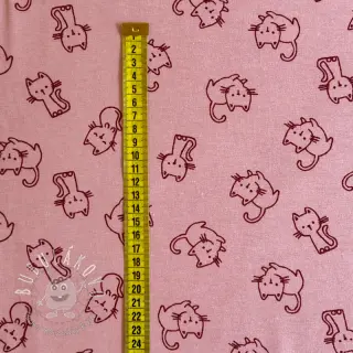 Bavlnená látka FLANNEL Cats old rose